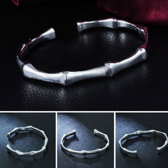 Jewelry - Silver Tone Bamboo Open Bangle NWOT